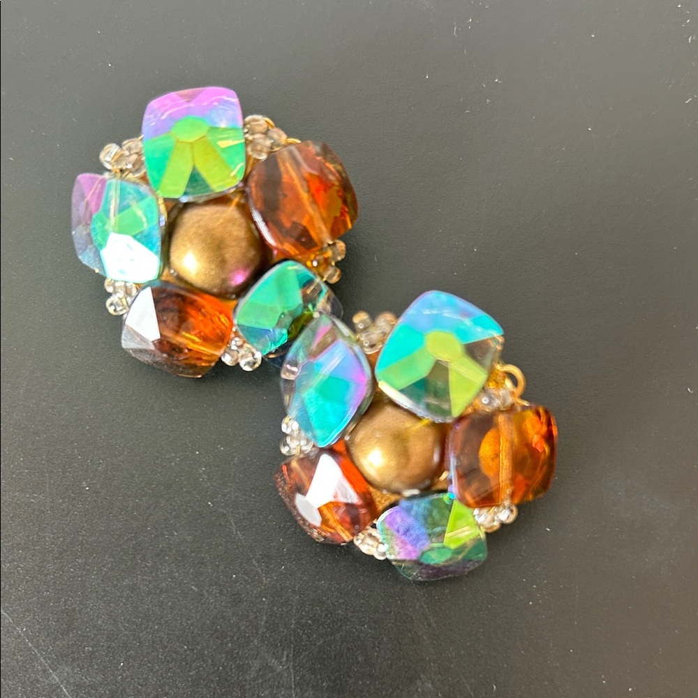 Vintage Marvella Multicolor Crystal Cluster Earrings